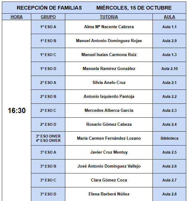 Imagen de la noticia: REUNIONES FAMILIAS MIÉRCOLES 15 DE OCTUBRE